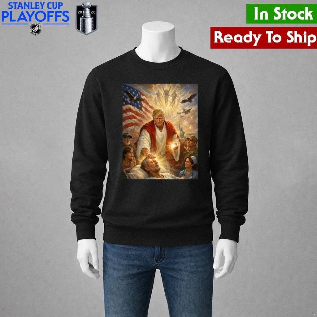 Trump as Jesus Healing the Sick Epstein Meme Shirt Unisex , , , Long Sleeve Tee