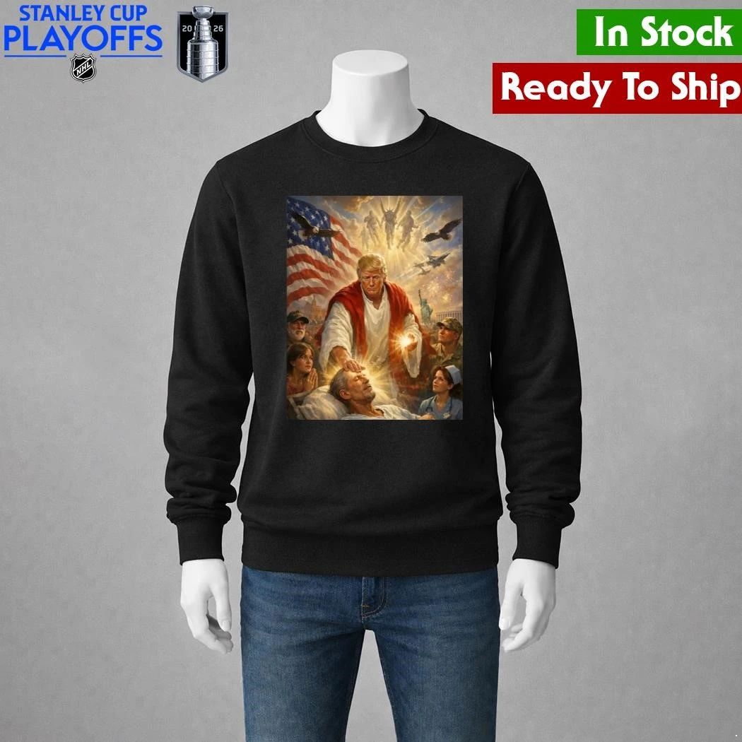 Trump as Jesus Healing the Sick Epstein Meme Shirt Unisex , , , Long Sleeve Tee