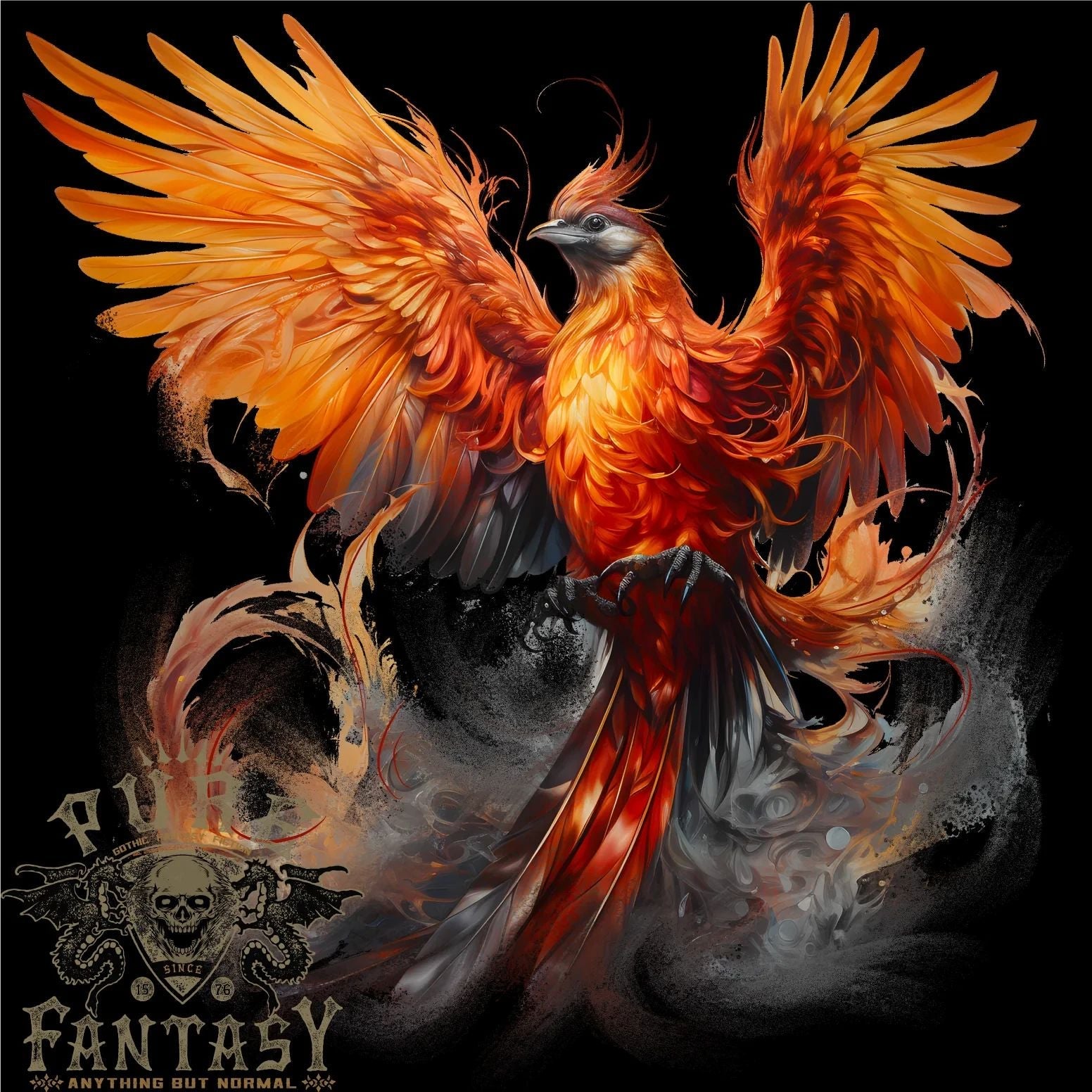 A Fantasy Phoenix Mens 100% Cotton Unisex , , , Long Sleeve Tee