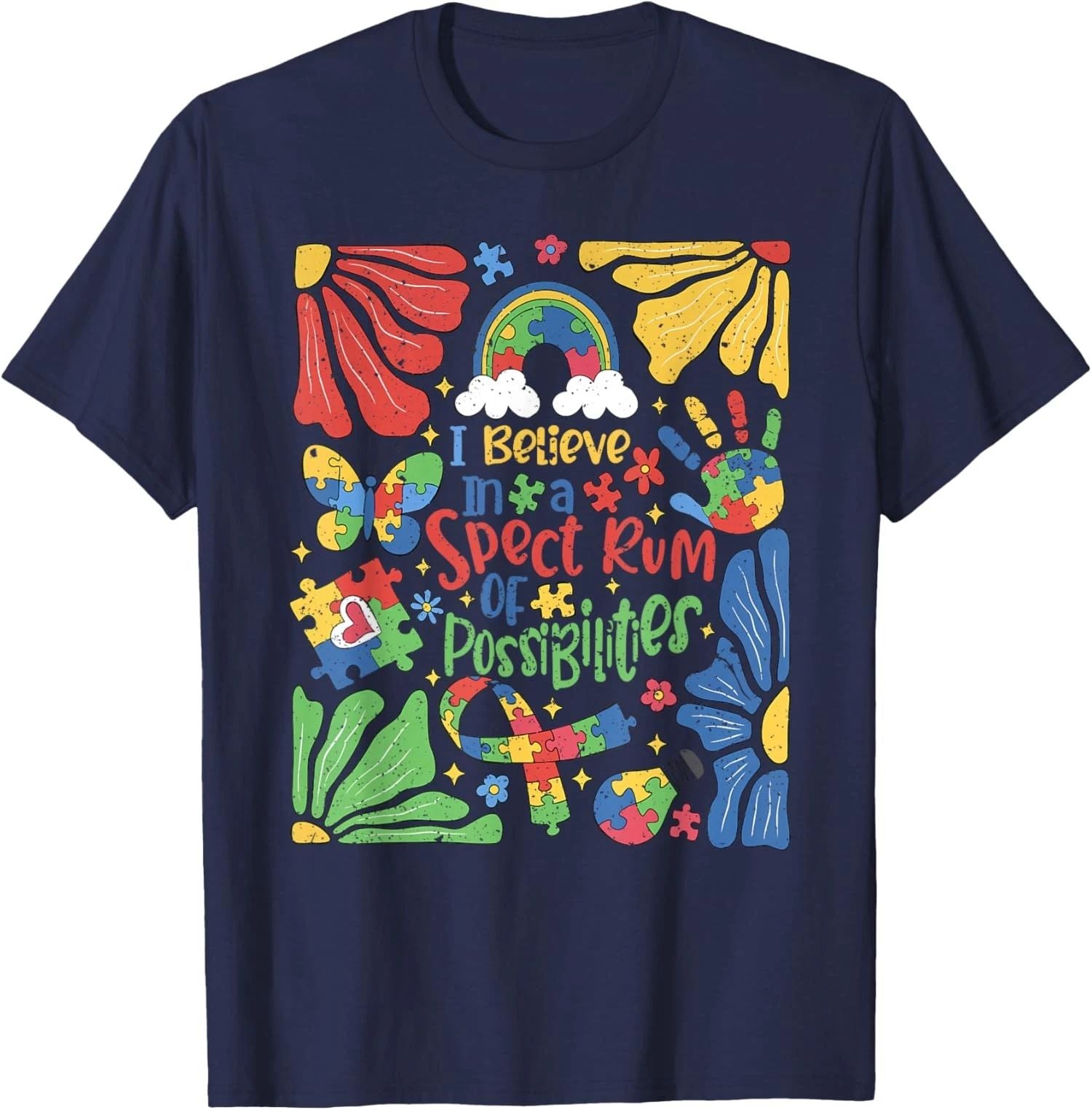 Boho Floral Believe In The Spectrum Autism Unisex Unisex , , , Long Sleeve Tee