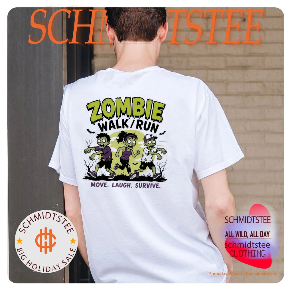 Zombie walk run move laugh survive shirt