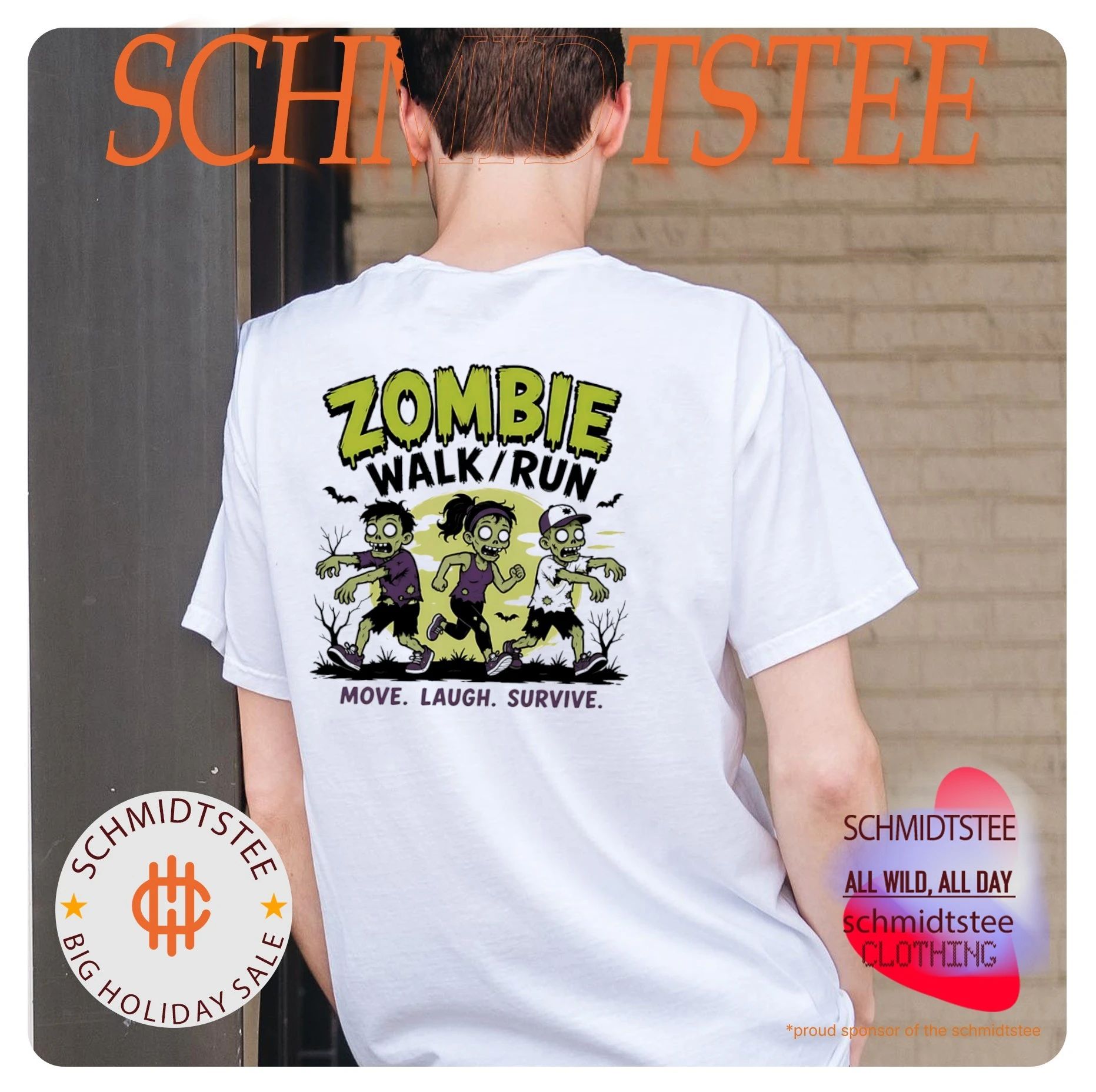 Zombie walk run move laugh survive shirt