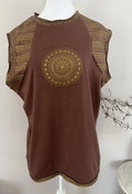 Kaydanime Clothing L Brown Cotton Handmade Sleeveless Mandala Unisex , , , Long Sleeve Tee