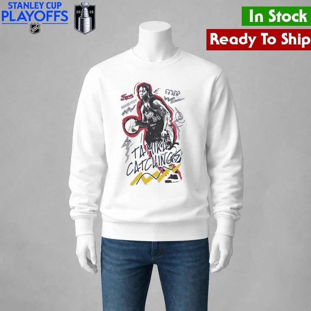 Tamika Catchings Indiana Fever Mitchell & Ness Court Origins Chalked Up Shirt Unisex , , , Long Sleeve Tee