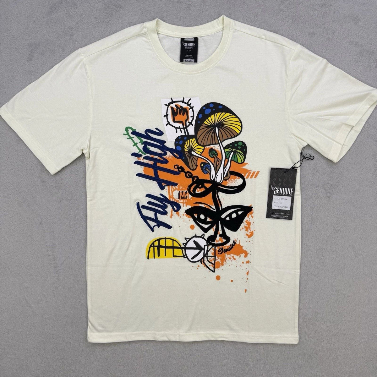 Genuine Authentic T Shirt Men Small Fly High Natural Mushroom Graphic Streetwear Unisex , , , Long Sleeve Tee