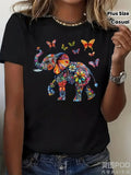 Women's & Men's Plus Size Boho Elephant & Print - 220GSM Pure Cotton S Unisex , , , Long Sleeve Tee