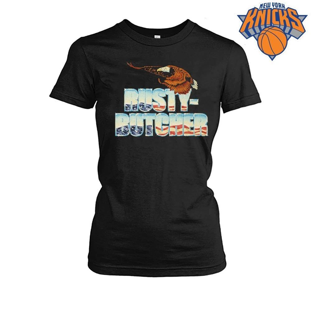 Rusty Butcher Flying Eagle American Flag Vintage Retro Motor Biker T Shirt
