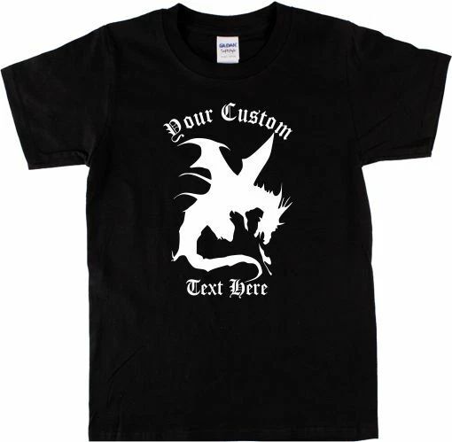 Personalised Custom Printed Dragon - Medieval Fantasy, Various Colours Unisex , , , Long Sleeve Tee