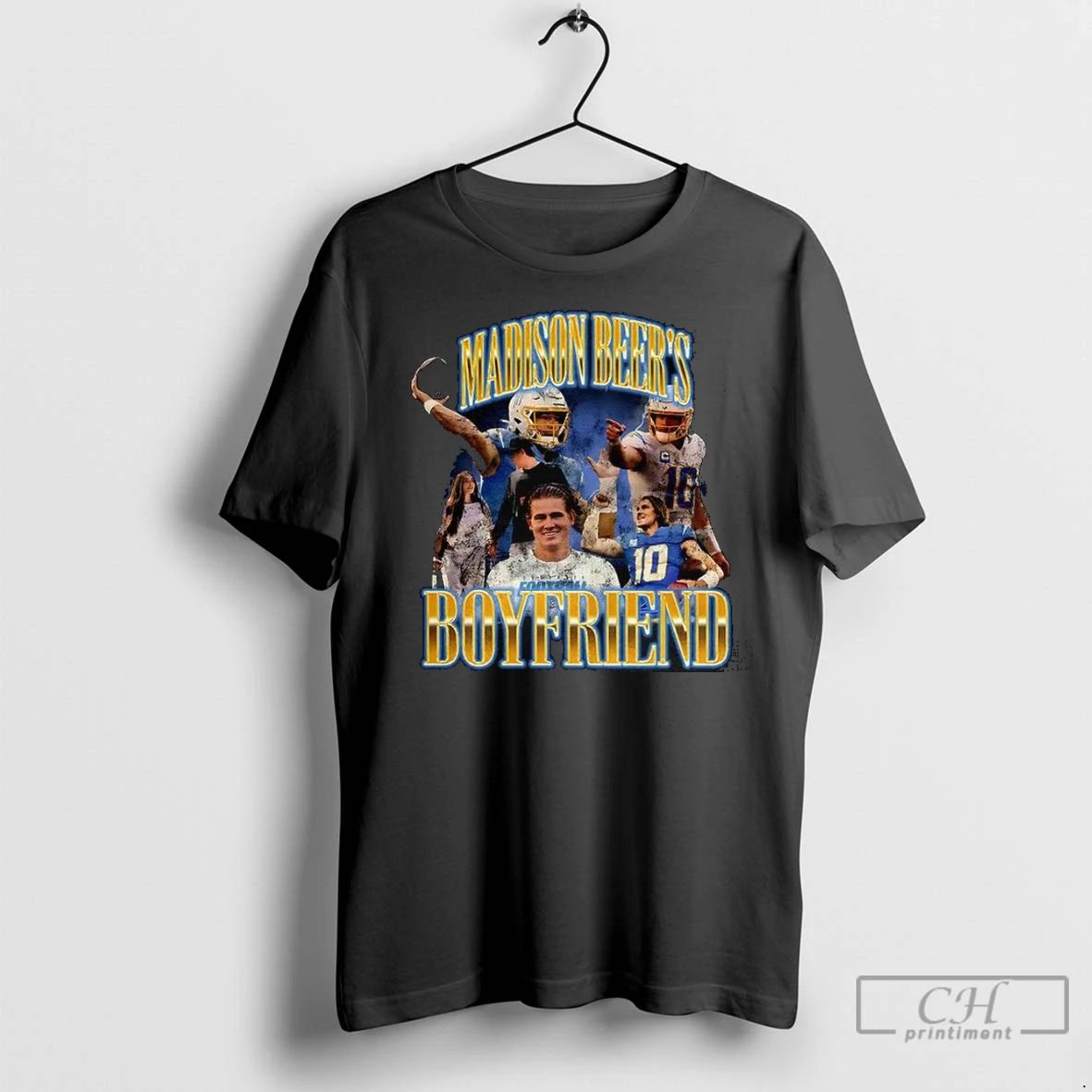 Premium Justin Herbert Los Angeles Chargers Madison Beers Boyfriend Unisex , , , Long Sleeve Tee
