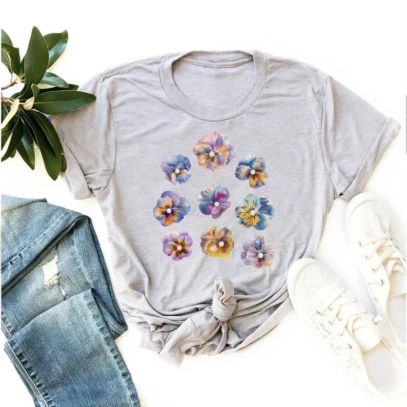 Watercolor Flowers Boho Floral Comfort Tee Shirt Nature Art Unisex , , , Long Sleeve Tee