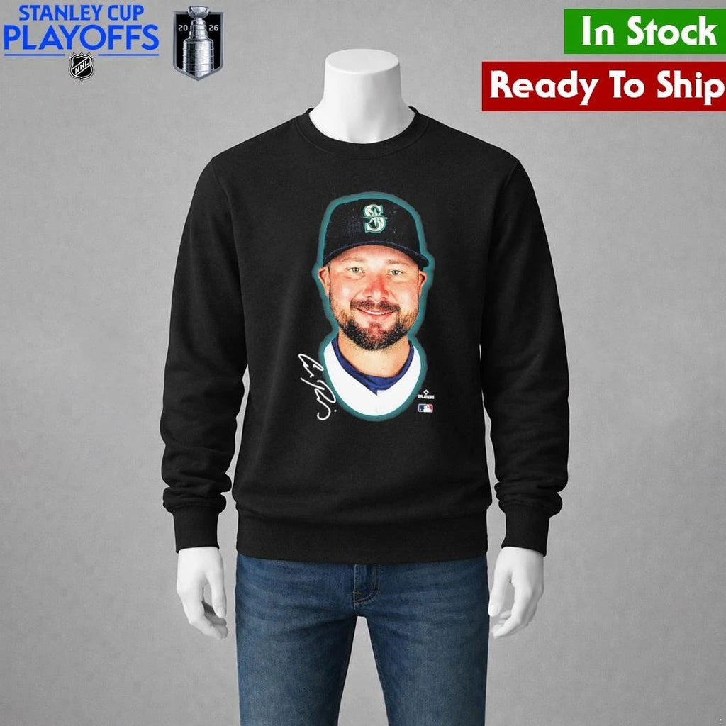 Seattle Mariners Cal Raleigh Outerstuff Black Headliner Shirt Unisex , , , Long Sleeve Tee