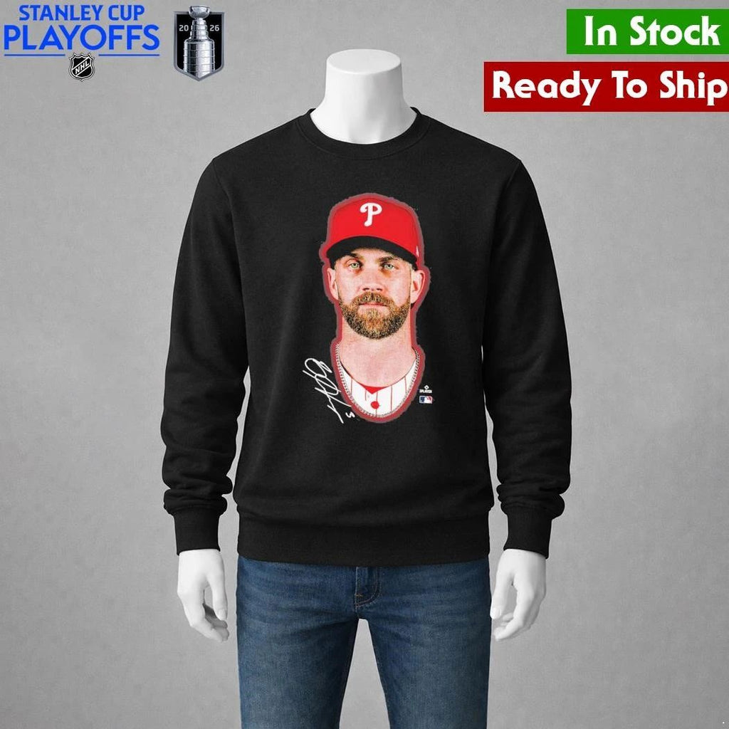 Philadelphia Phillies Bryce Harper Outerstuff Black Headliner Shirt Unisex , , , Long Sleeve Tee