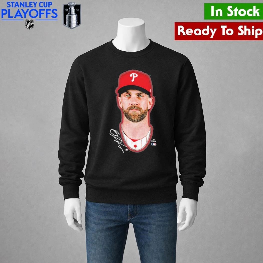 Philadelphia Phillies Bryce Harper Outerstuff Black Headliner Shirt Unisex , , , Long Sleeve Tee