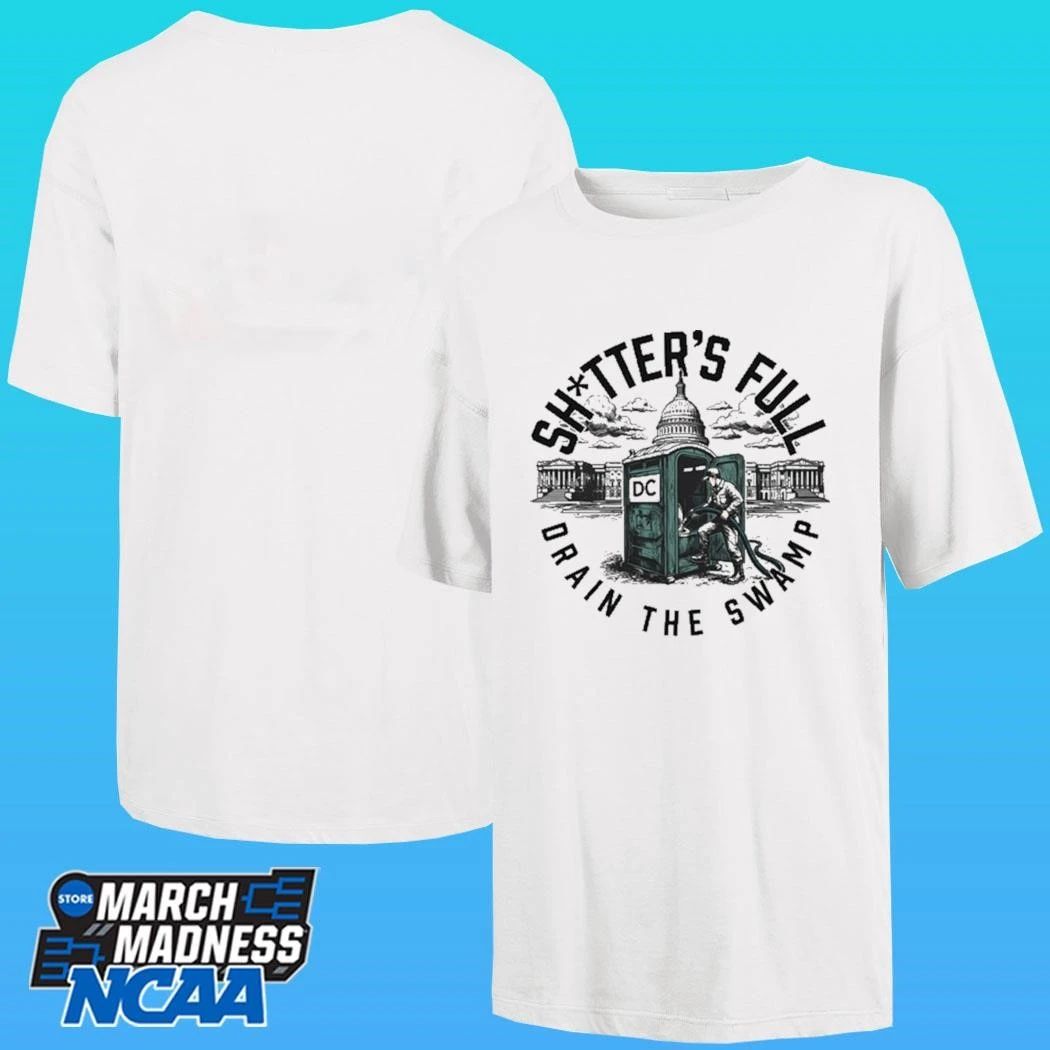Shitter’s Full Drain The Swamp Cleaning A Toilet At The White House Shirt Unisex , , , Long Sleeve Tee