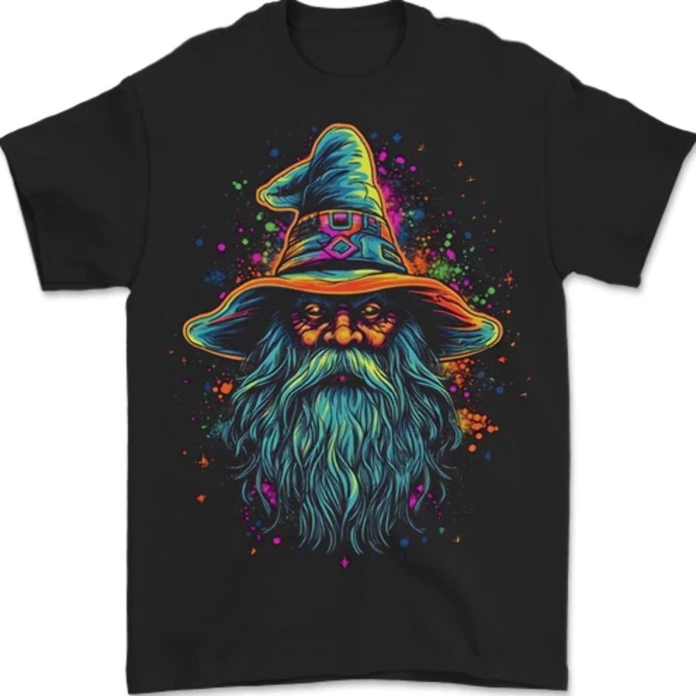 A Trippy Old Fantasy Wizard Mens 100% Cotton Unisex , , , Long Sleeve Tee
