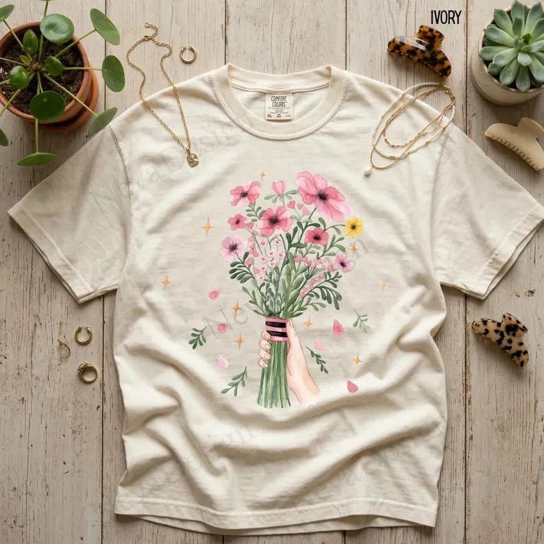 Women's Vintage Flower Boho Graphic Print Soft Cotton Comfort Tee Gift Unisex , , , Long Sleeve Tee
