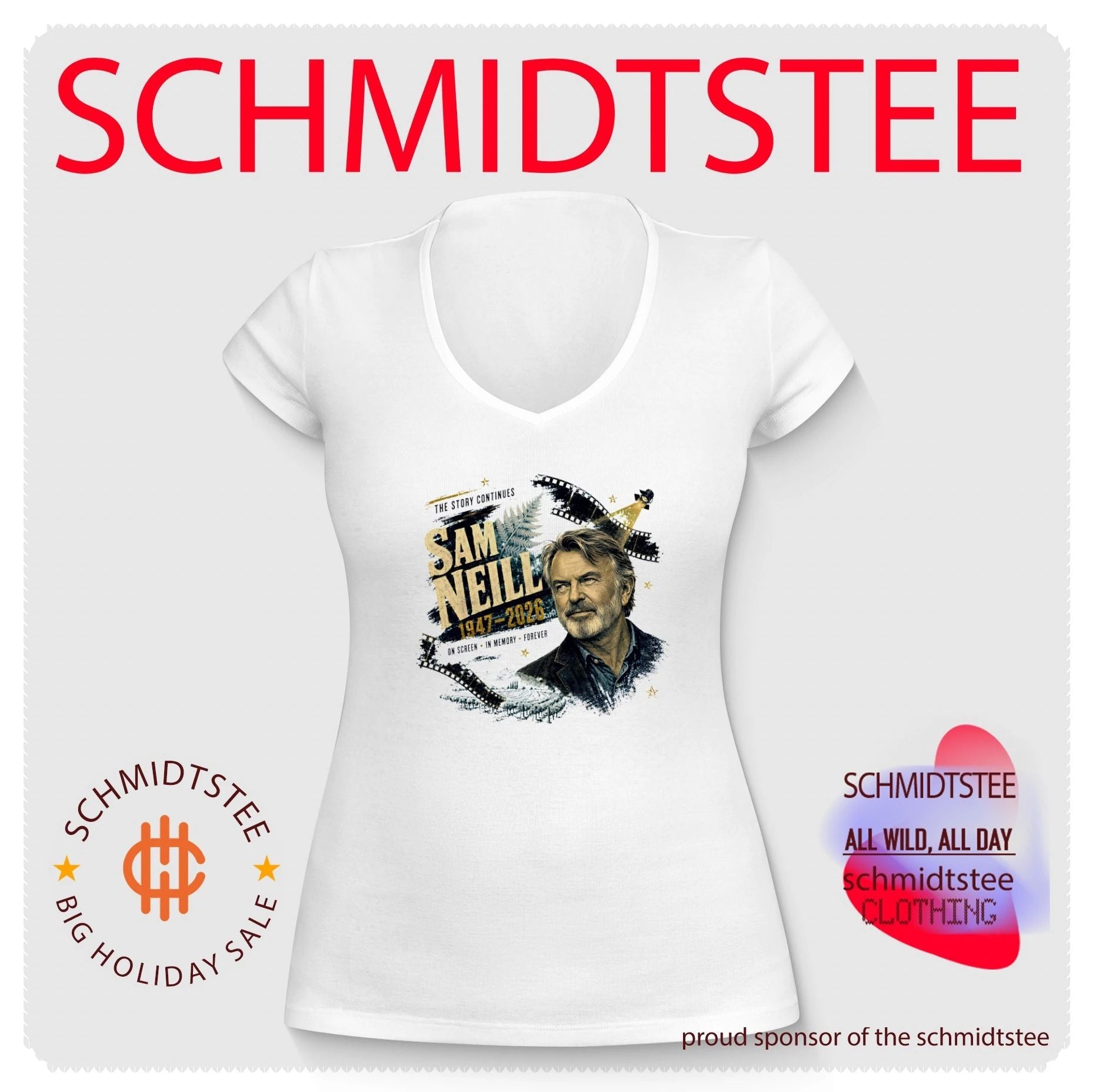 Sam Neill 1947-2026 The Story Continues On Screen In Memory Forever shirt