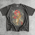 Retro Tiger - Vintage Boho Shirt - Linocut Style Wildcat Shirt - Unisex , , , Long Sleeve Tee