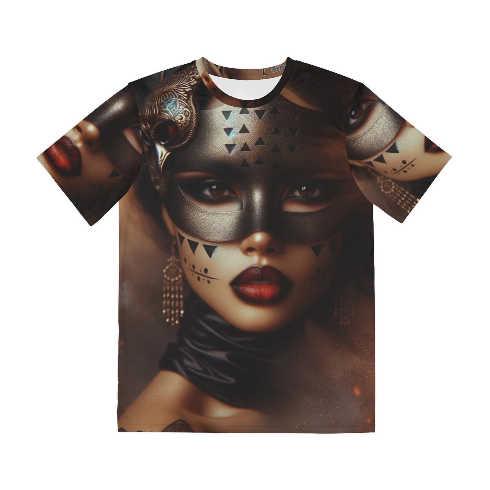 All Over Print T Shirt Fantasy Woman Masked Portrait Artwork Unisex , , , Long Sleeve Tee