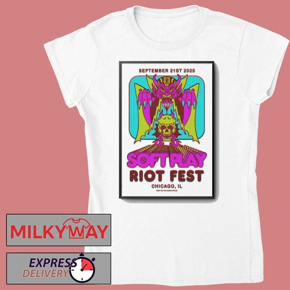 Soft Play September 21, 2025 Riot Fest in Chicago, IL Poster shirt Unisex , , , Long Sleeve Tee