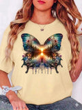 Boho Sunset Comfort Tee Aesthetic Nature Core Beach Vibes Soft Graphic Shirt Unisex , , , Long Sleeve Tee