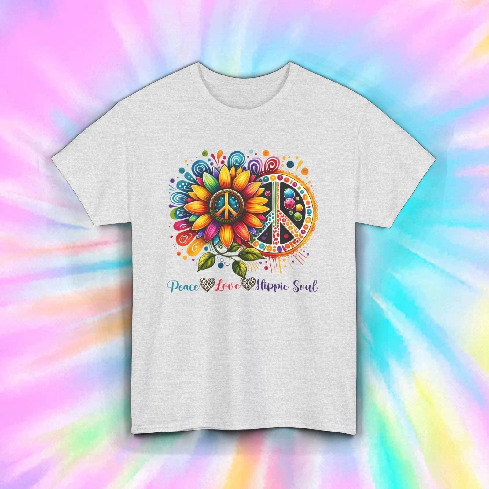 Peace Love Hippie Soul | Boho Flower Graphic Tee | S-5XL Unisex , , , Long Sleeve Tee