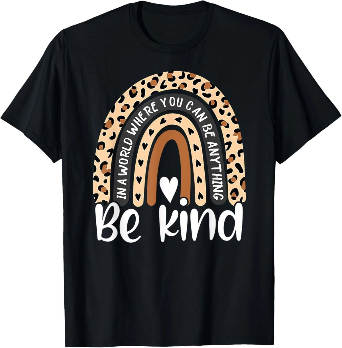 Be Kind Boho Leopard Rainbow Kindness Inspirational Cute Unisex , , , Long Sleeve Tee