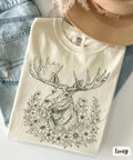 Floral Moose Boho Comfort Tee Unisex , , , Long Sleeve Tee