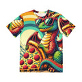All Over Print T Shirt Quirky Dragon Pizza Retro Fantasy Art Unisex , , , Long Sleeve Tee