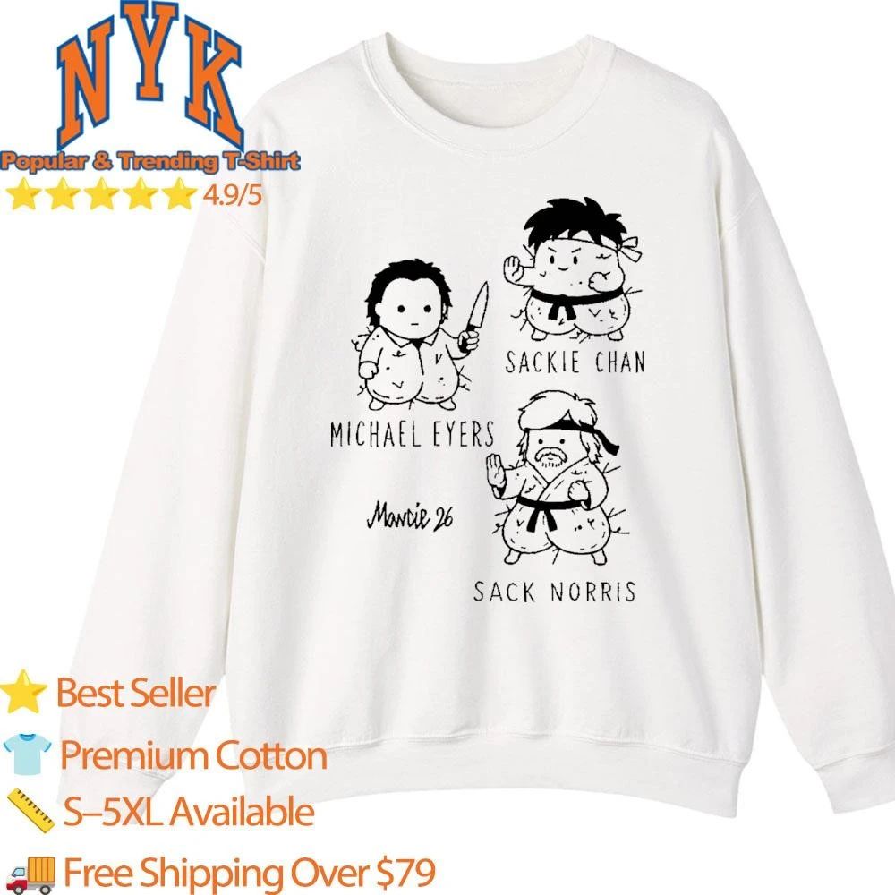Sackie Chan Michael Eyers Sack Norris Cute Mashup Cartoon Parody Fan Shirt