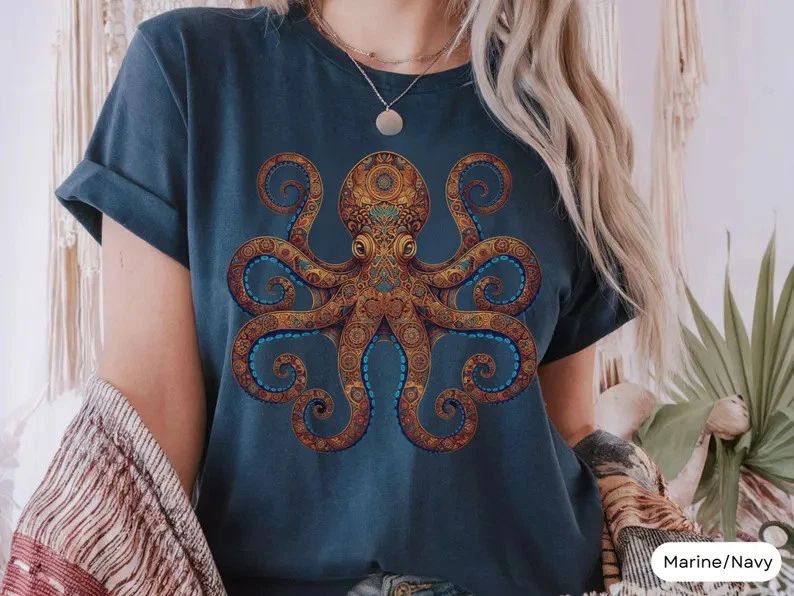 Octopus Boho Style Graphic Comfort Tee Unisex , , , Long Sleeve Tee