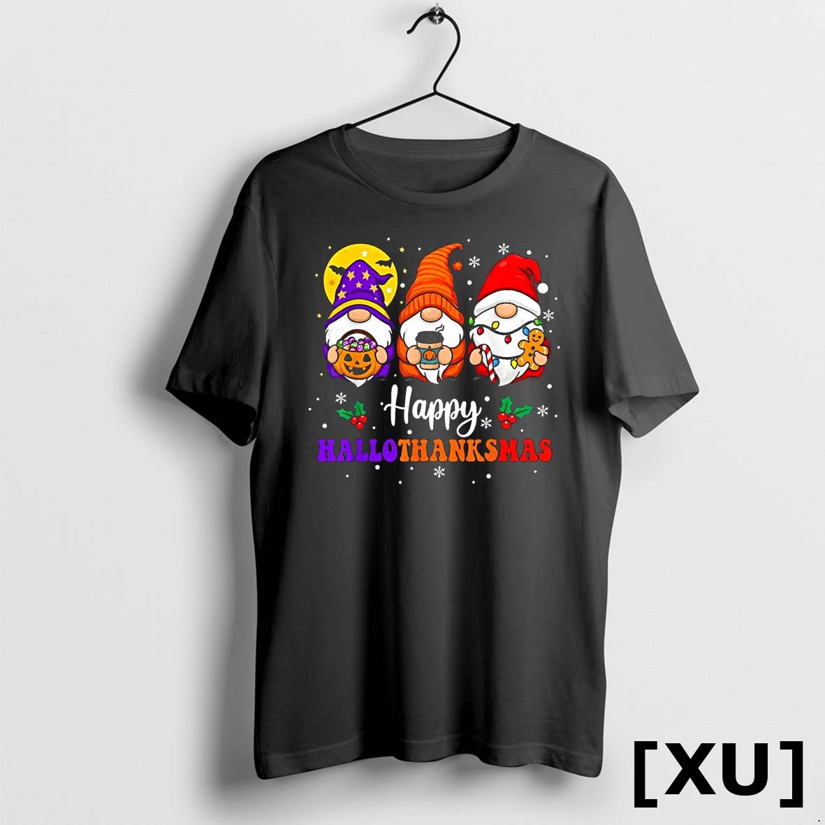 Happy Hallothanksmas Gnomes Lover Halloween Merry Christmas Tshirts Sweater Unisex , , , Long Sleeve Tee