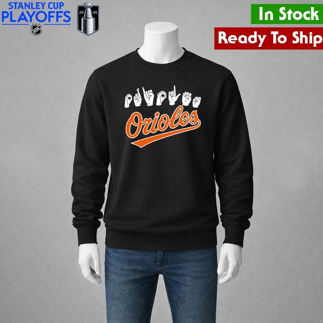 ASL Hand Sign Orioles Shirt Unisex , , , Long Sleeve Tee