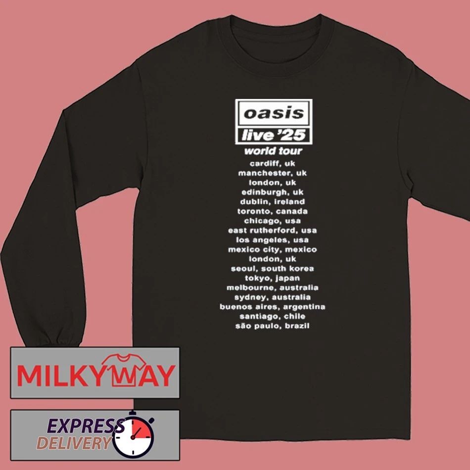 OASIS World Tour in Concert Live ’25 Unisex , , , Long Sleeve Tee