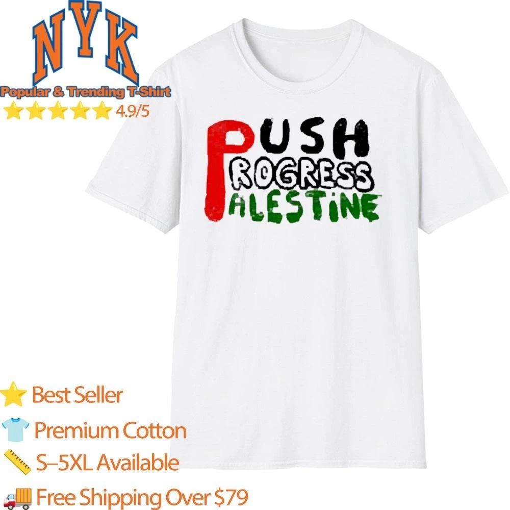 Push Progress Palestine Typography Red Black Green Graphic shirt