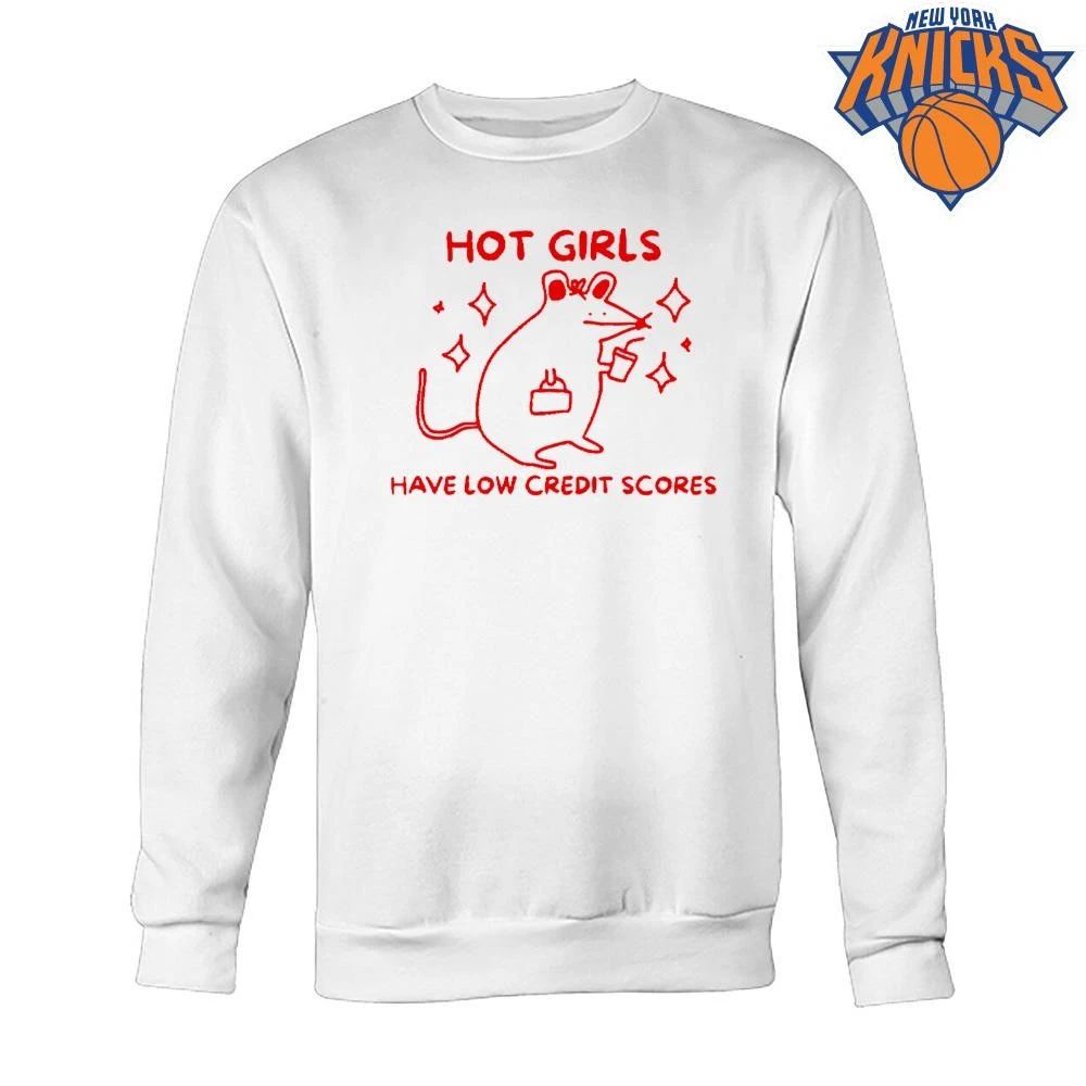 Girls Have Low Credit Scores Funny Rat Meme Sparkles Graphic Shirt