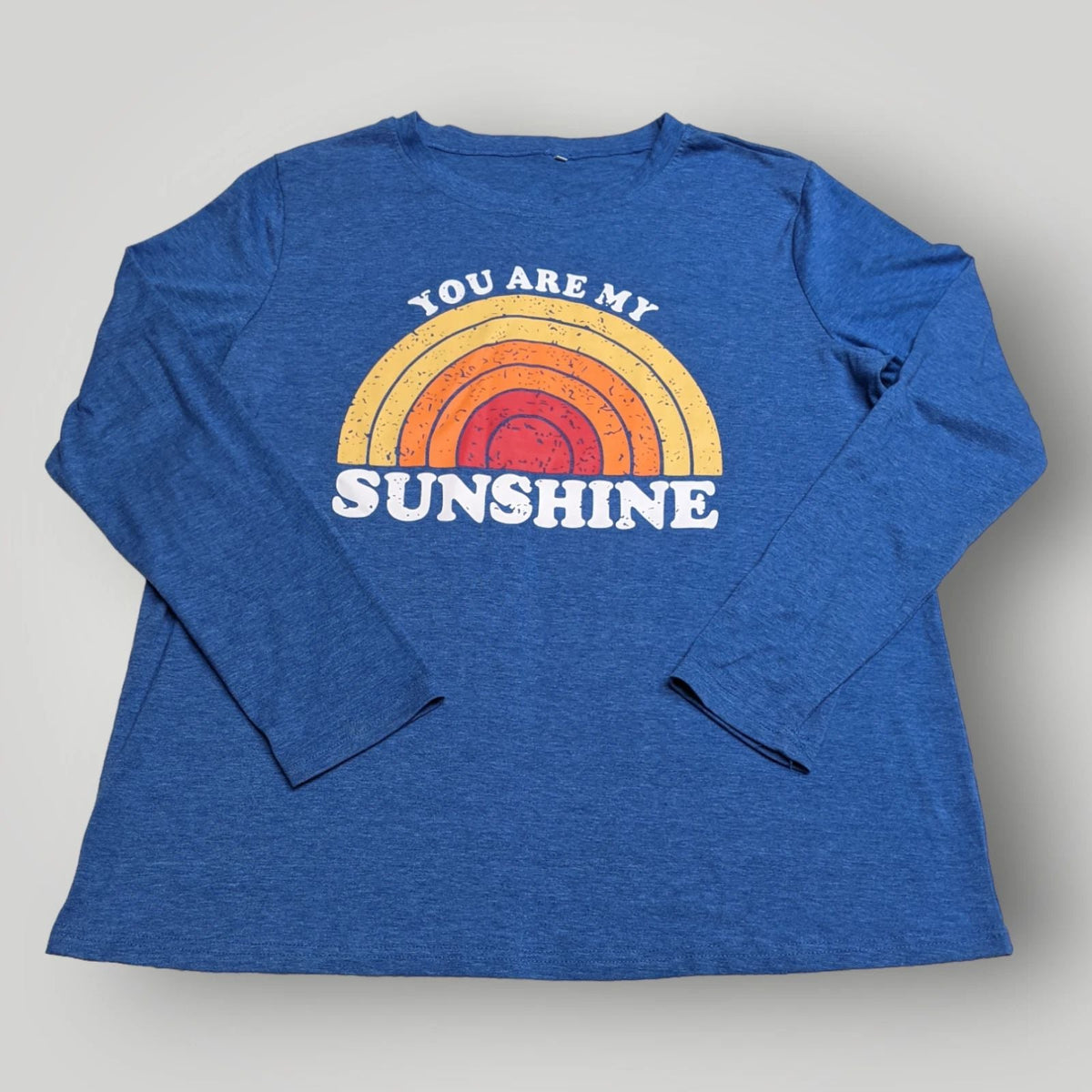 You Are My Sunshine RETRO BLUE Rainbow Long Sleeve Boho Outdoor T Shirt Unisex , , , Long Sleeve Tee