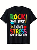 Boho Chic 'Rock The Test Don'T Stress Just Do Your Best' , a Casual Cre Unisex , , , Long Sleeve Tee