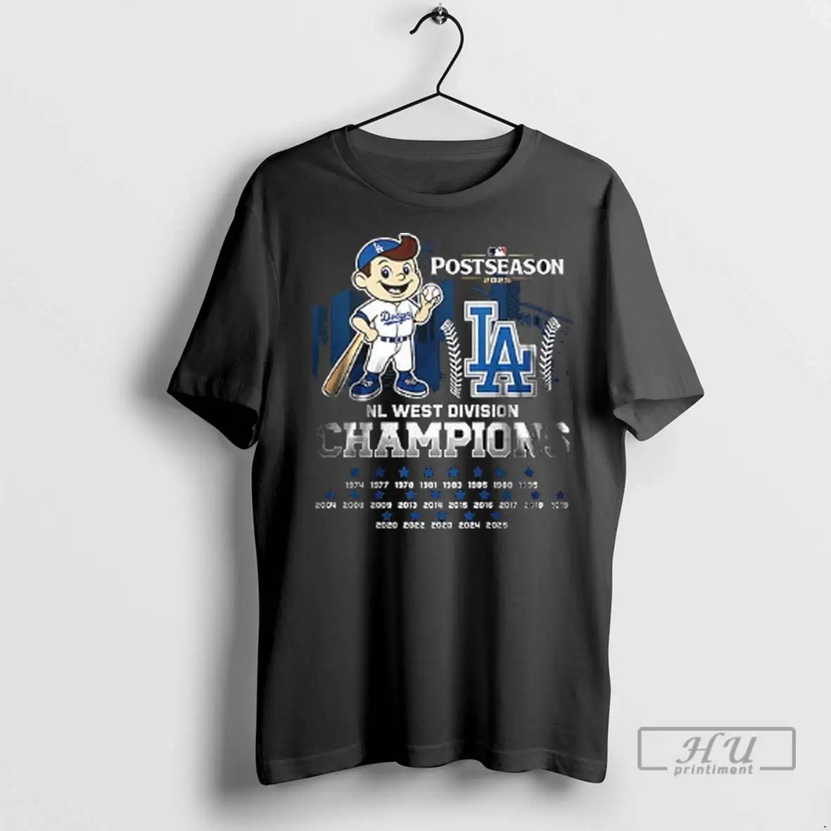 Officials Los Angeles Dodgers 2025 Nl West Champions Name Roster Mascot T Shirts Unisex , , , Long Sleeve Tee