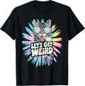 Let's Get Weird Retro Cat Animal Lover Psychedelic Boho Unisex , , , Long Sleeve Tee