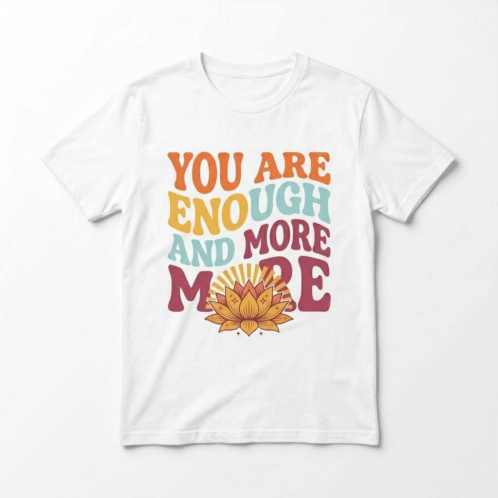 You Are Enough And More - Retro Lotus Flower Inspirational Self-Love Tee Unisex , , , Long Sleeve Tee