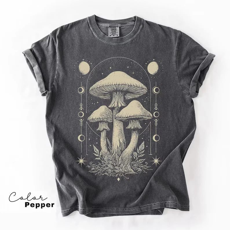 Celestial Mushroom Boho Trendy Comfort Tee Unisex , , , Long Sleeve Tee