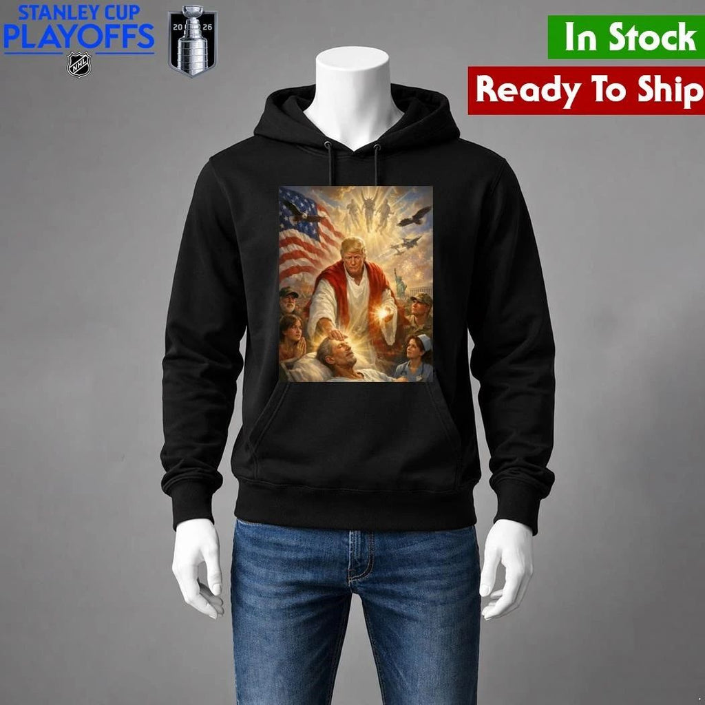 Trump as Jesus Healing the Sick Epstein Meme Shirt Unisex , , , Long Sleeve Tee