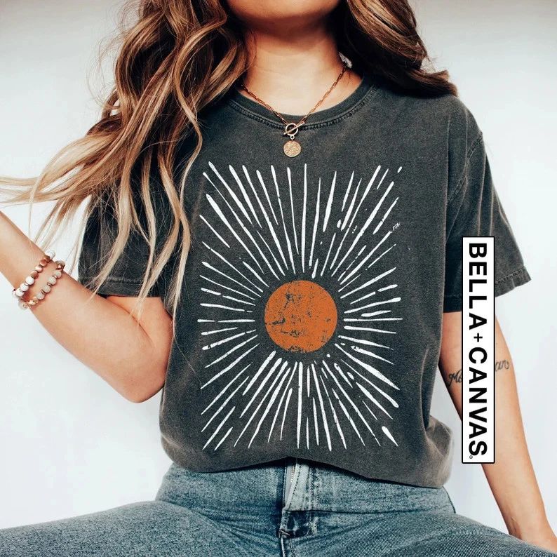 Sunburst Vintage Boho Comfort Tee Garment Dyed Style Unisex , , , Long Sleeve Tee