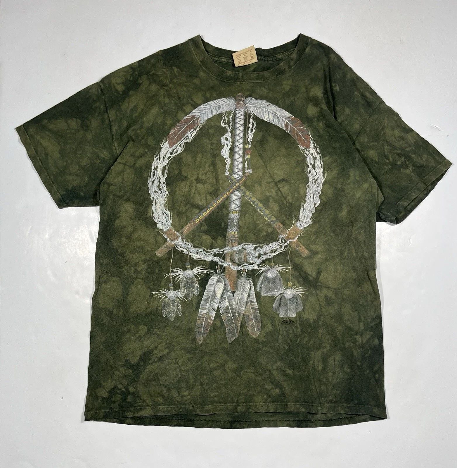 Vintage The Mountain Mens XXL Green Peace Sign Dream Catcher Boho Unisex , , , Long Sleeve Tee