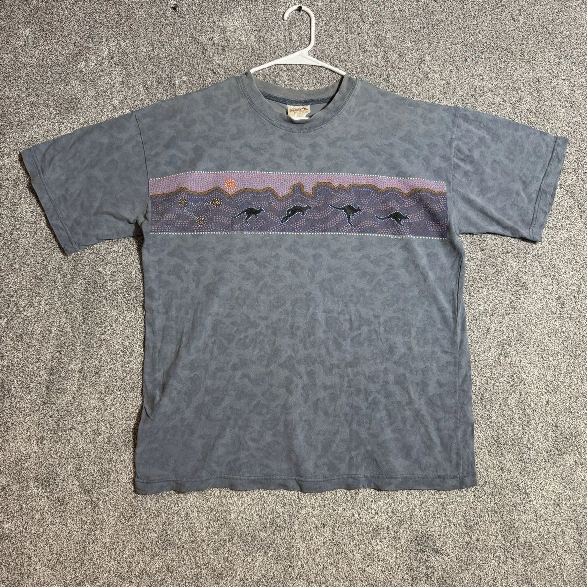 Vintage 90s T Shirt Mens Large Tribal Aboriginal Art Bellata Wendy Kangaroo Boho Unisex , , , Long Sleeve Tee