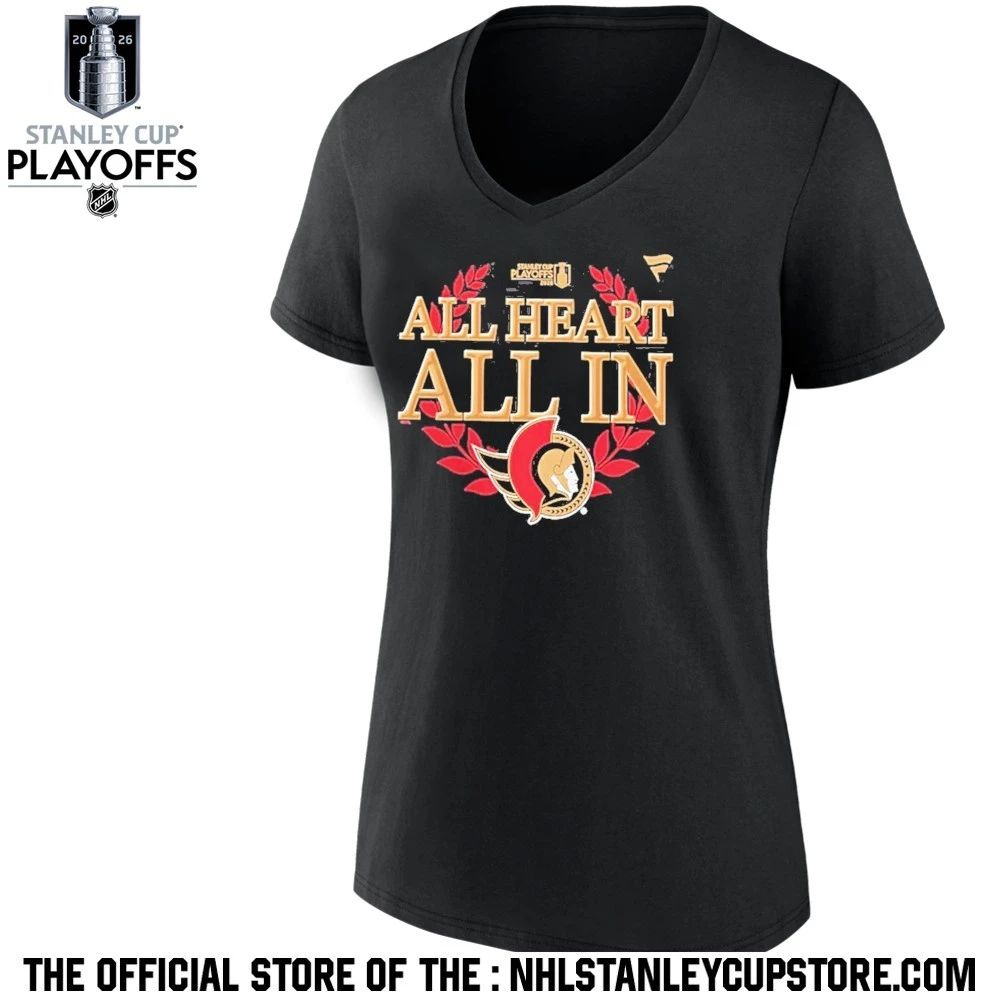 All Heart All In Ottawa Senators Black 2026 Nhl Playoff Hometown Slogan Legacy Shirt Unisex , , , Long Sleeve Tee