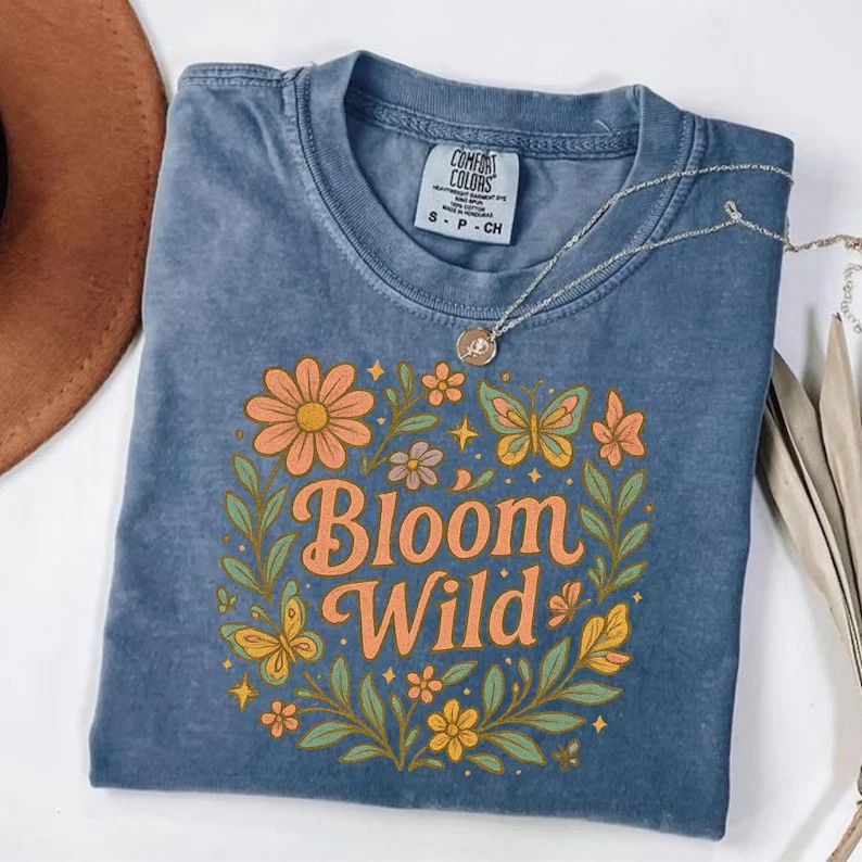 Bloom Wild Hippie Boho Comfort Tee Soft Relaxed Fit Shirt Unisex , , , Long Sleeve Tee