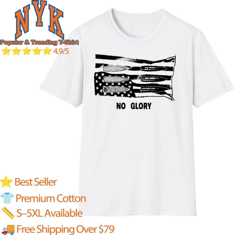 No Glory Bullet Flag Punk Rock Grunge Skull Military Shirt