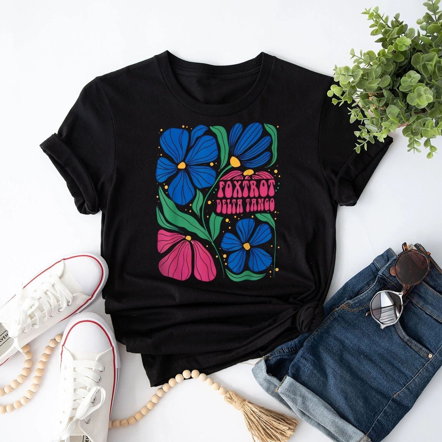 Vintage Foxtrots Deltas Tangos Flower Boho For Men Women Unisex , , , Long Sleeve Tee